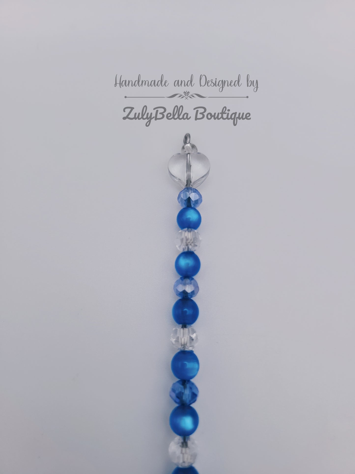 Beaded Bracelet Helper- Blue with Clear Heart