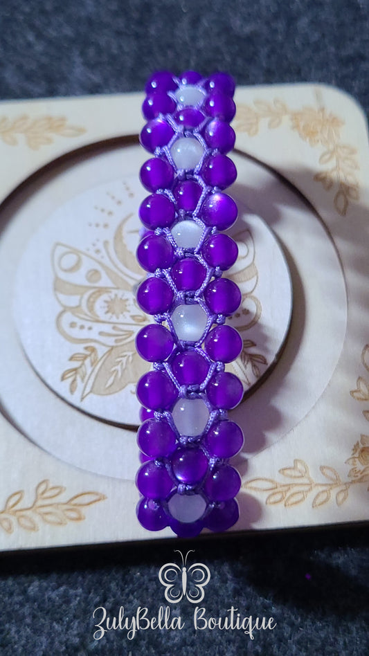 Purple Shambala Macrame Cord Bracelet - Button Closure