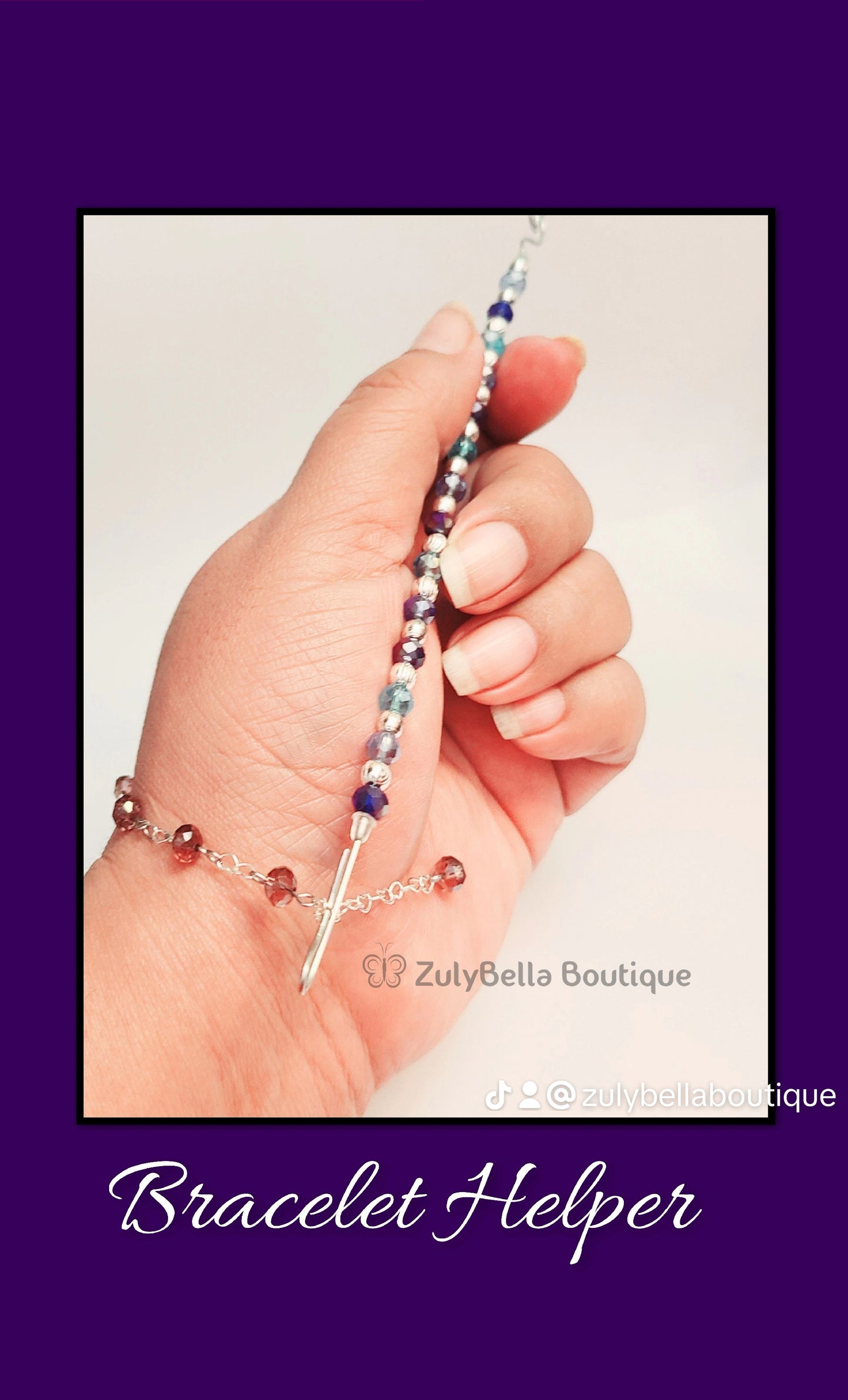 Beaded Bracelet Helper- Purple - Heart