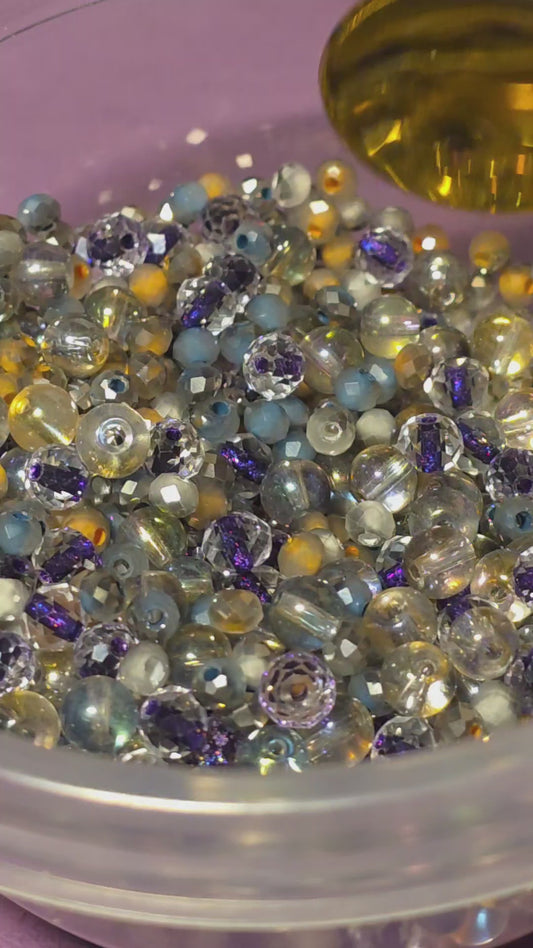 Violet Purple Bloom Bead Mix - #4 - 60+grams- with Container