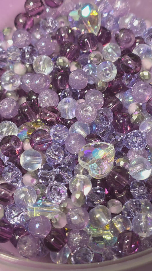 Violet Sweetheart Bead Mix - #2 - 60+grams- with Container
