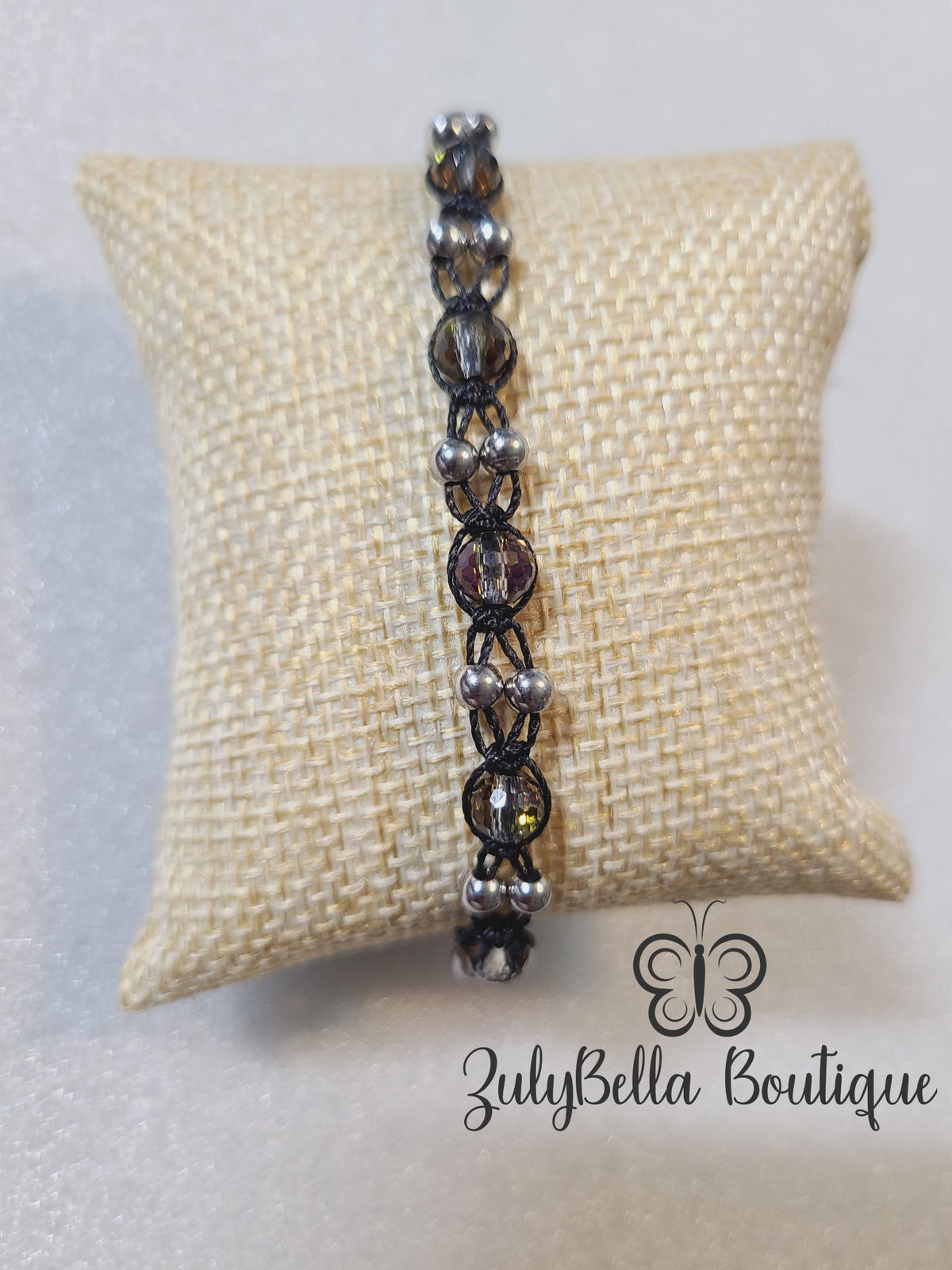 Midnight Elegance Macramé Cord Bracelet