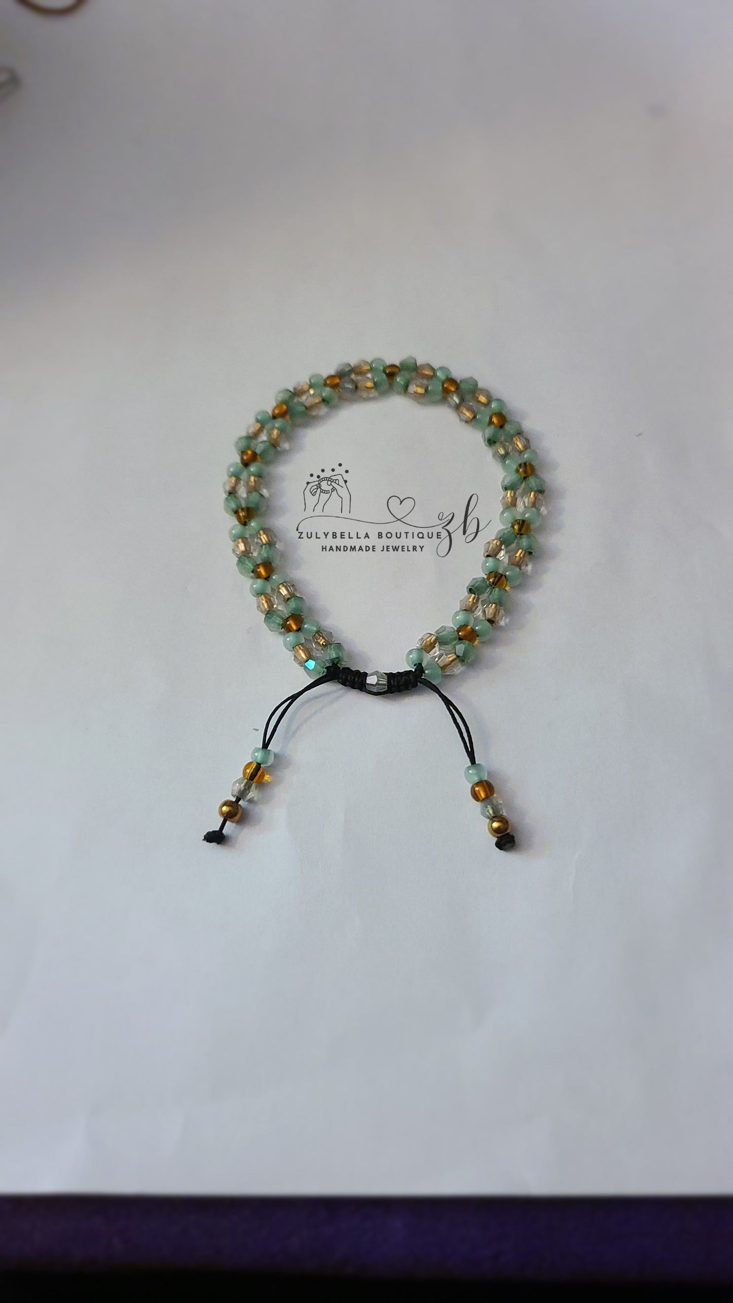 Sage Green Glass Bead Mix Cord Bracelet