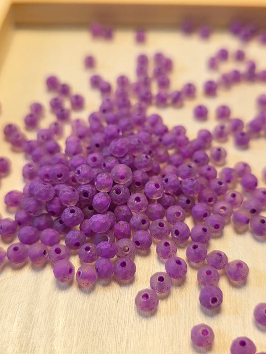 Frosted Purple 4 mm Rondelle Glass Loose Beads
