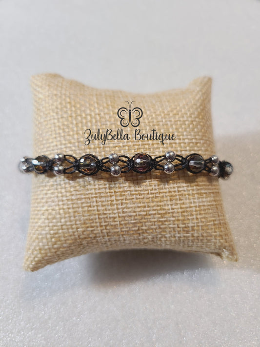Midnight Elegance Macramé Cord Bracelet