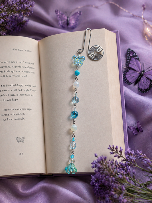 Wire Beaded Dangle Bookmark- Butterfly / Water of the Lily.
