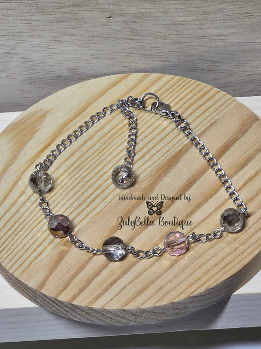 Sparkling Pink - Stainless Steel Chain Bracelet