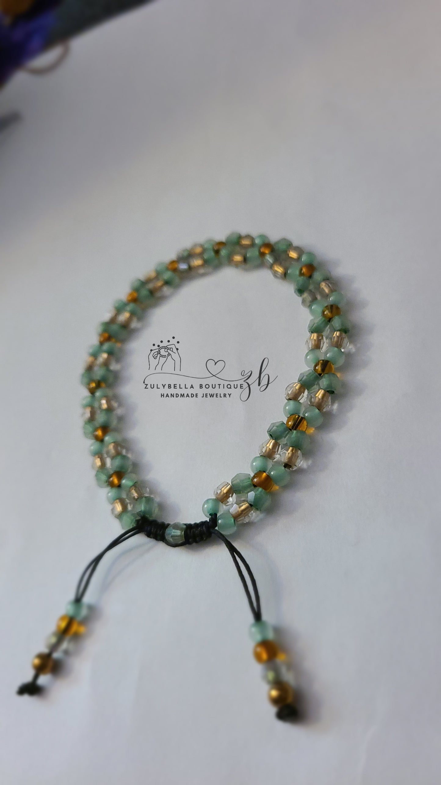 Sage Green Glass Bead Mix Cord Bracelet