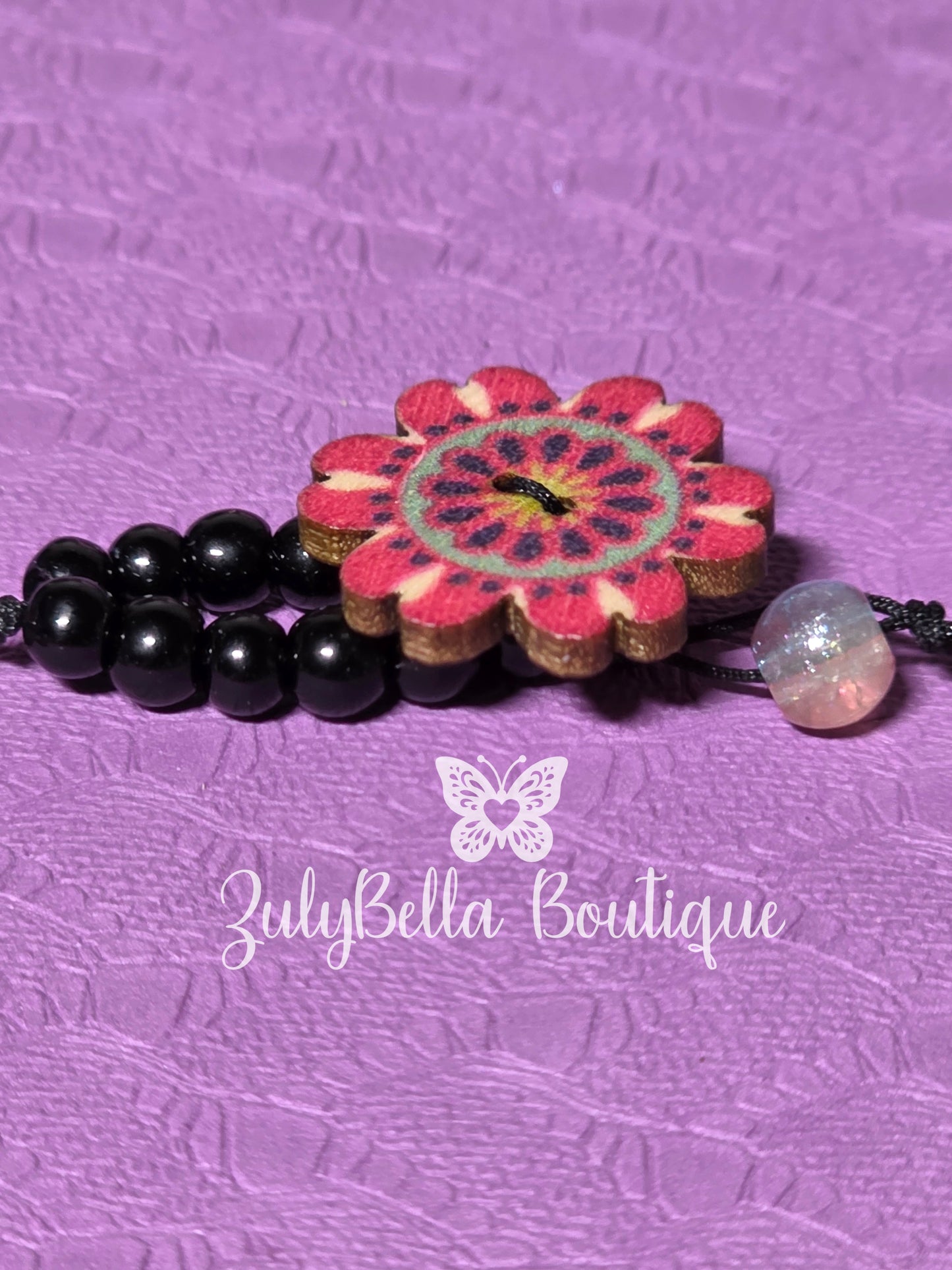 Knotted Cord Bracelet with Decorative Button Closure