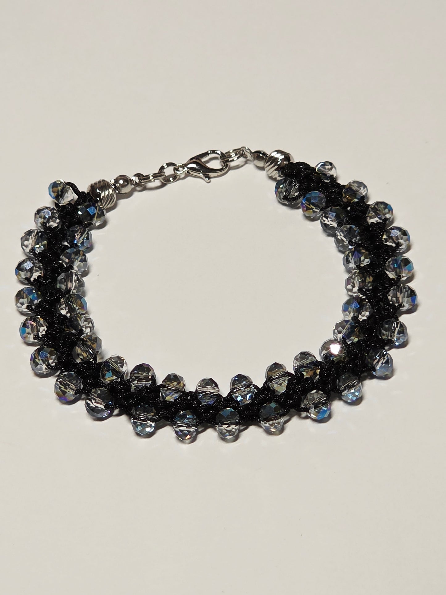 Turkish Crochet Bracelet - Black/Grey - 8.5" Plus Size
