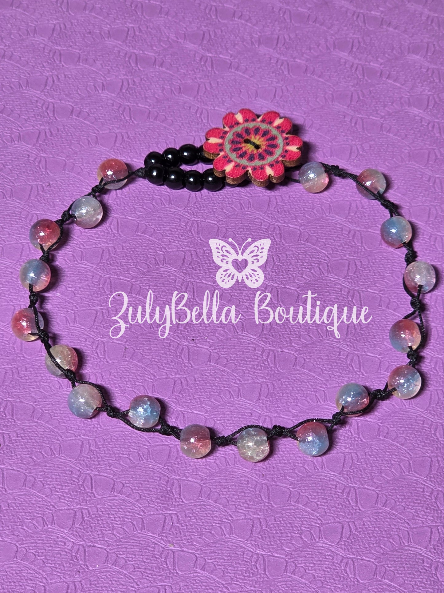 Knotted Cord Bracelet with Decorative Button Closure