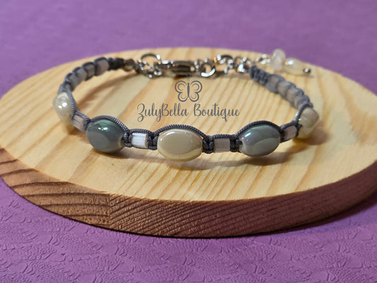 Macrame Cord Bracelet with Lobster Clasp- Grey