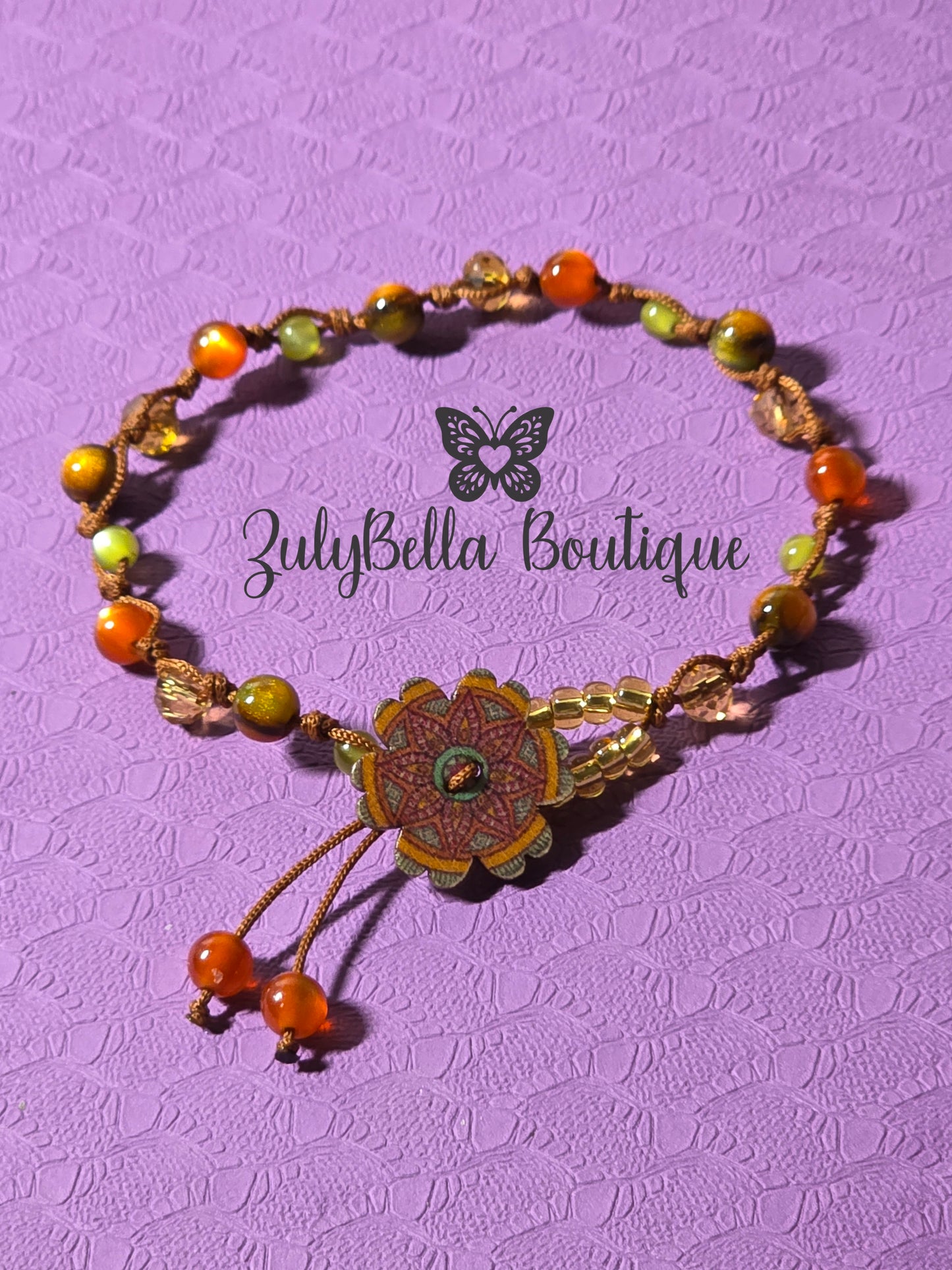 Knotted Cord Bracelet with Decorative Button Closure