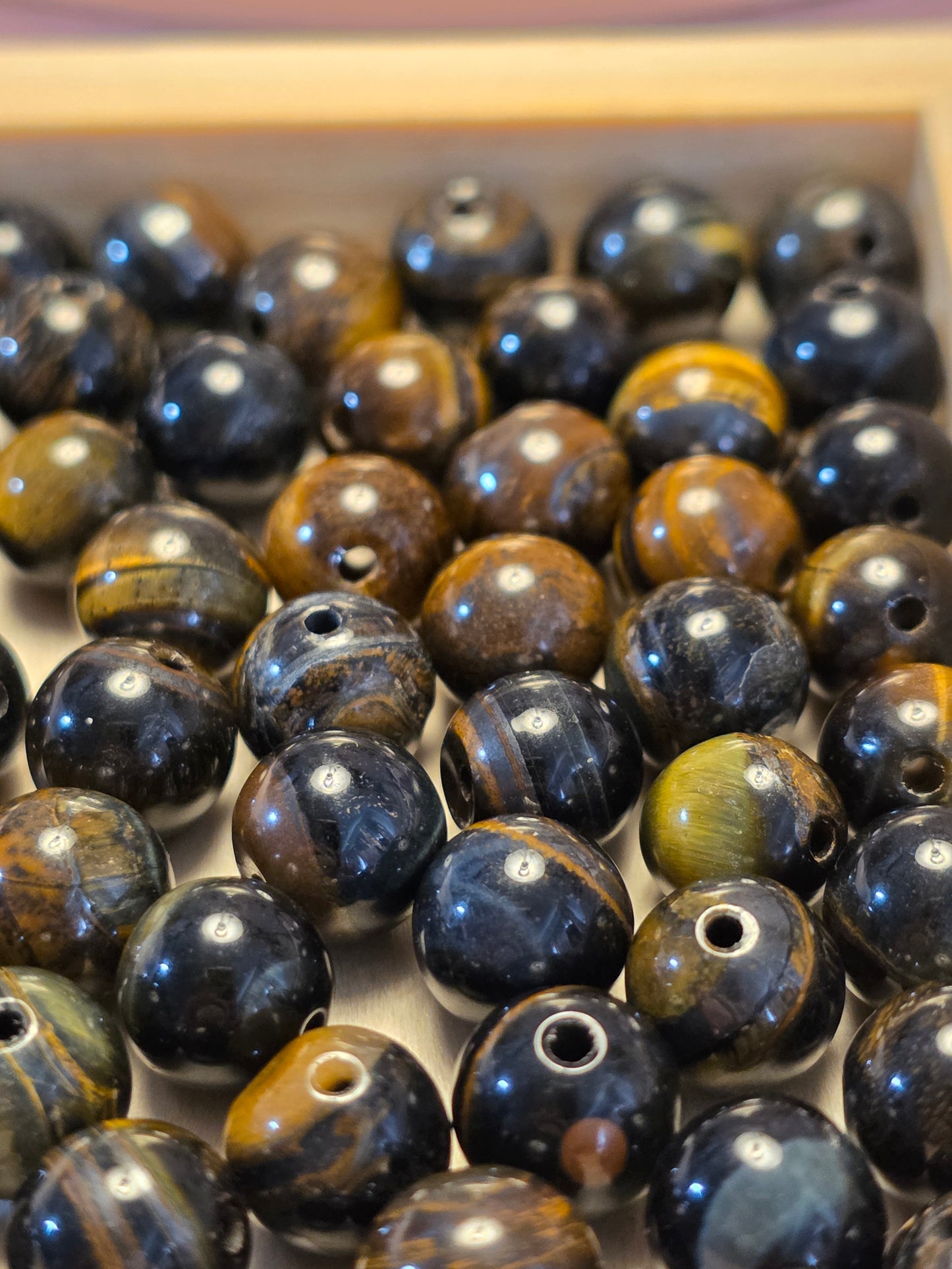 Tiger Eye Natural Beads- Dyed - 8mm 50pcs Loose Beads.