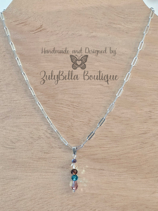 Dangle Earring and Chain Necklace Jewelry Set - Stainless Steel  -18" with 2" Extender.