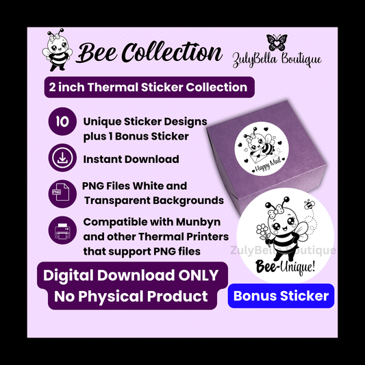 Bee Business Packing Sticker Collection | 10 Thermal Sticker PNGs | 2" Round Labels | Digital Download ONLY