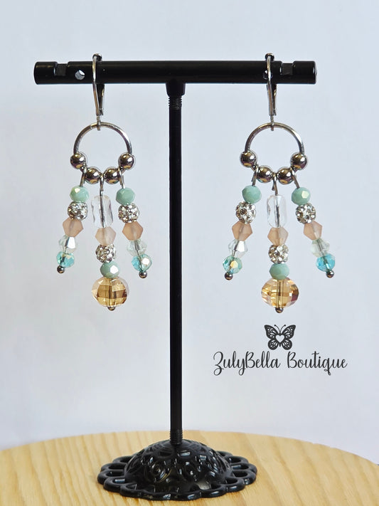 Dangle Chandelier Beaded Earrings - Stainless Steel