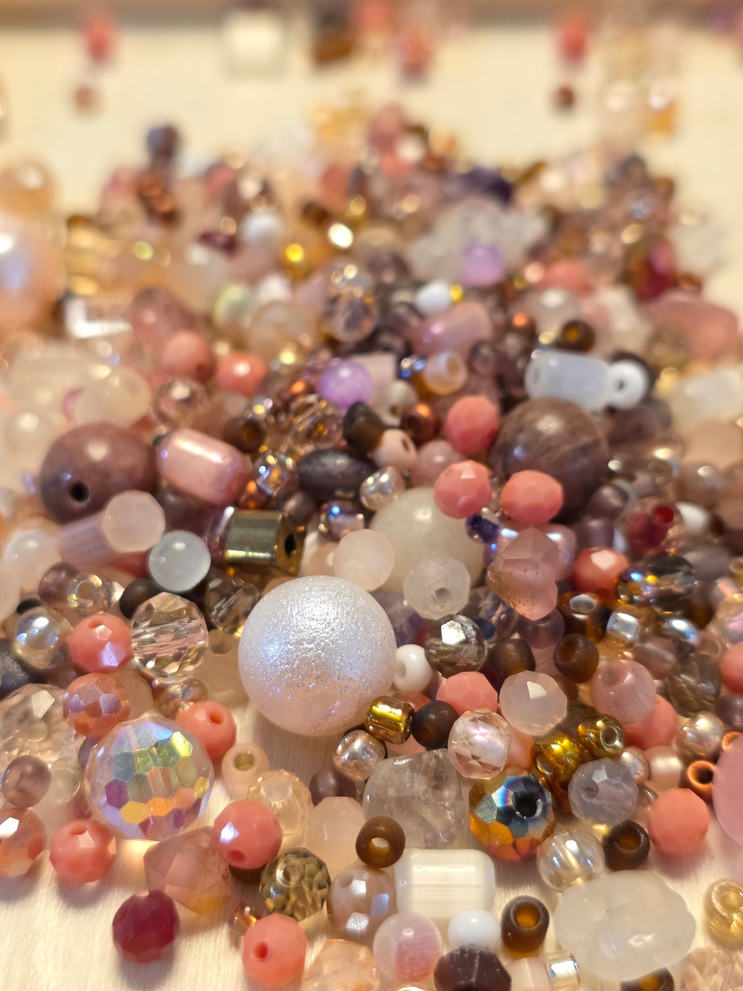 Peachy Mauve Glass Loose Bead Mx #3 - 45 grms.
