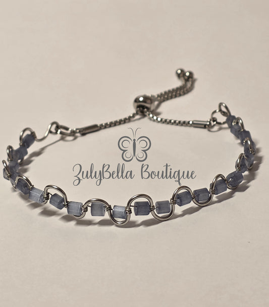 Calm Tides Wire Bracelet with Adjustable Slider