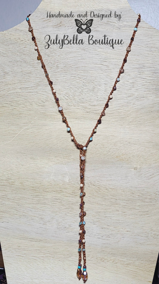 Crochet Beaded Necklace - Wrap Style 39.5"