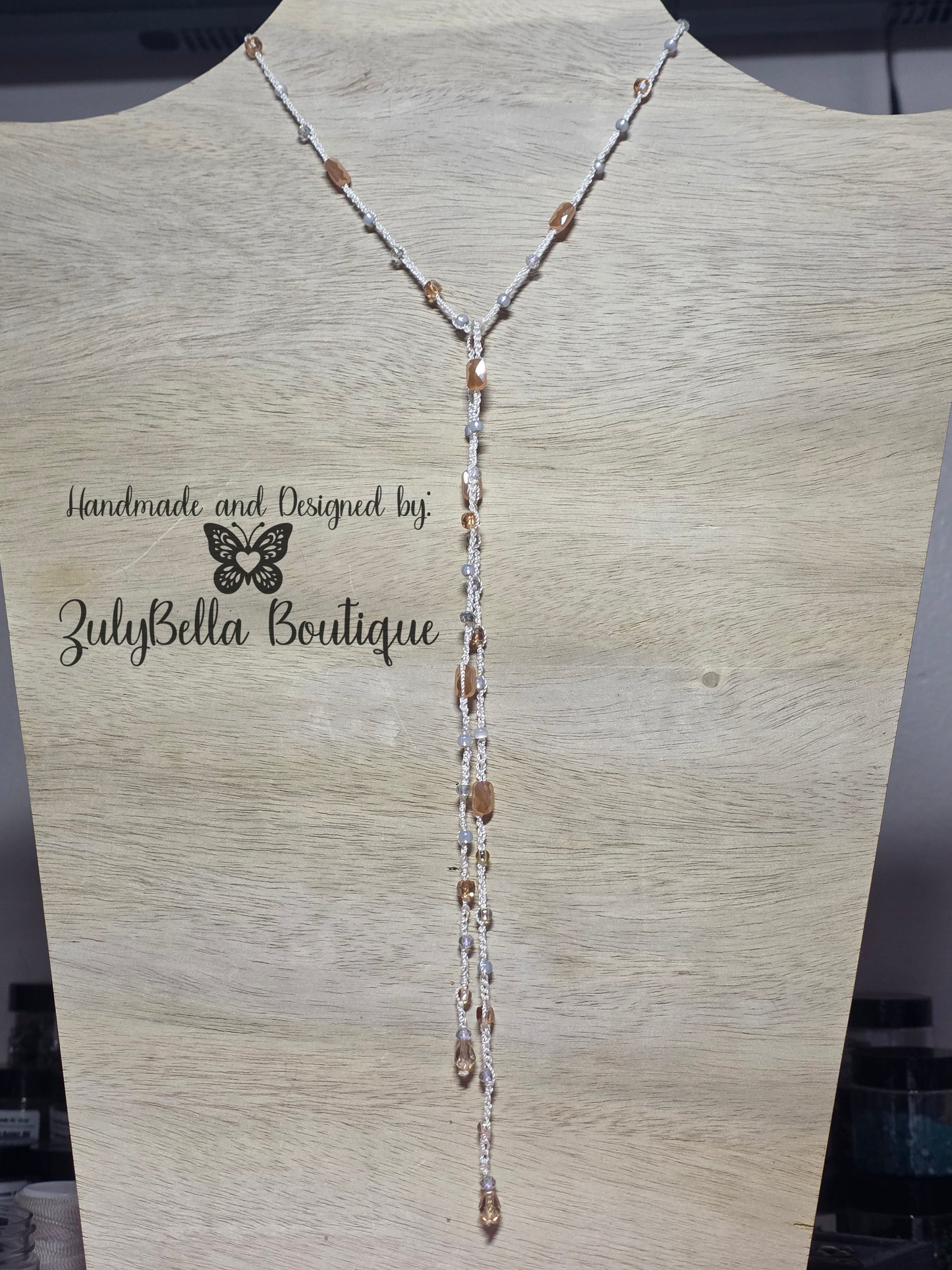 Crochet Beaded Necklace Wrap Style- 36"