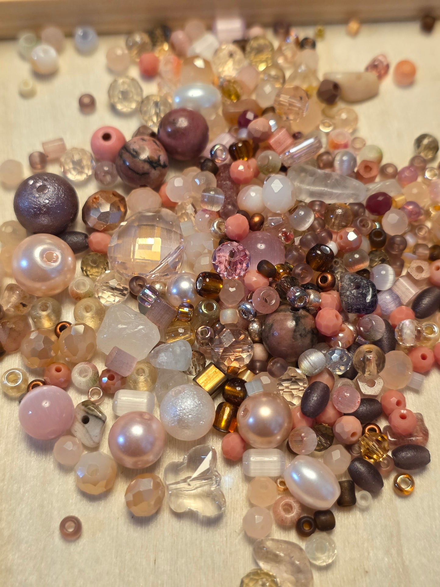 Peachy Mauve Glass Loose Bead Mx #2- 45 grms.