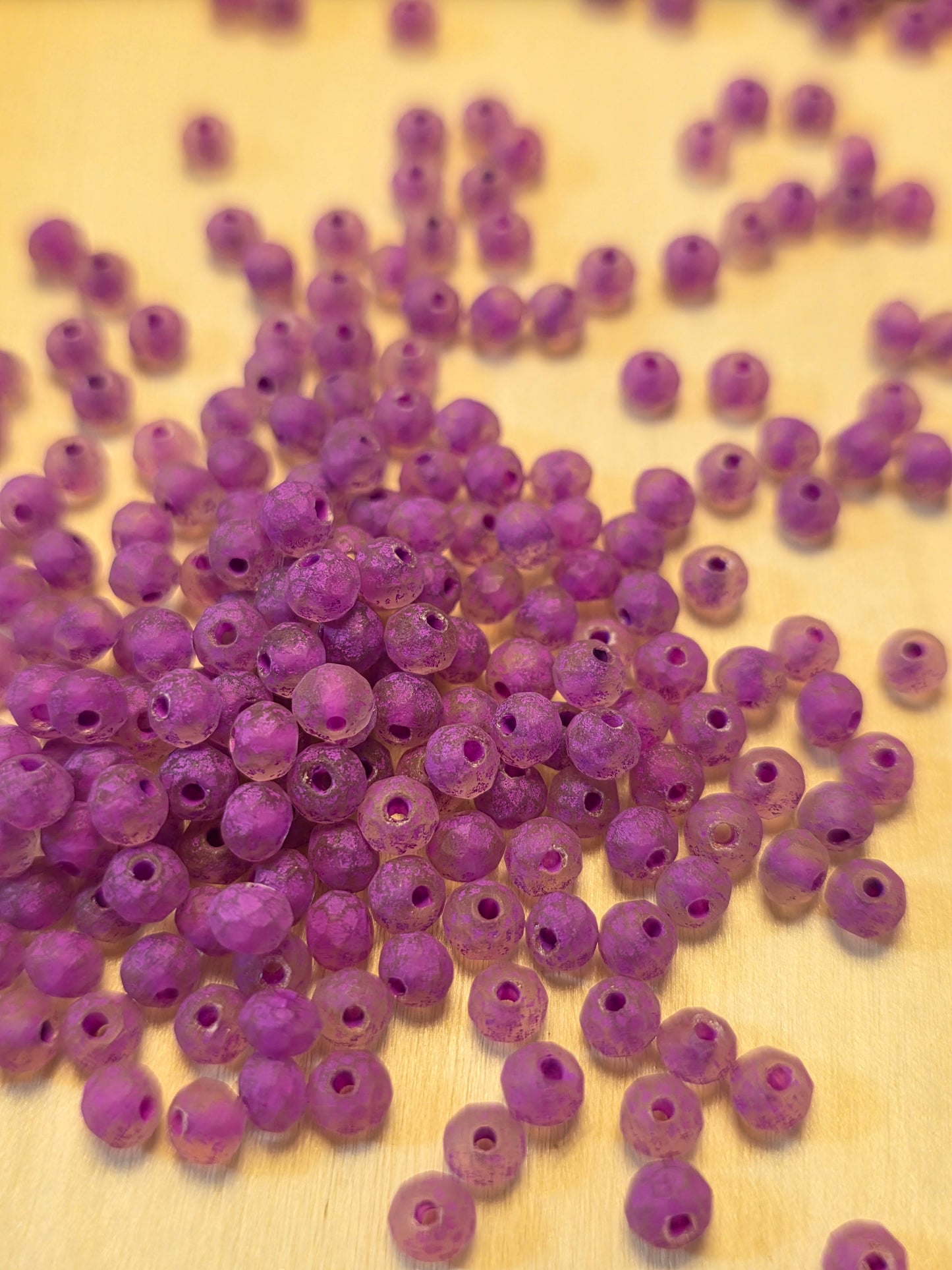 Frosted Purple 4 mm Rondelle Glass Loose Beads