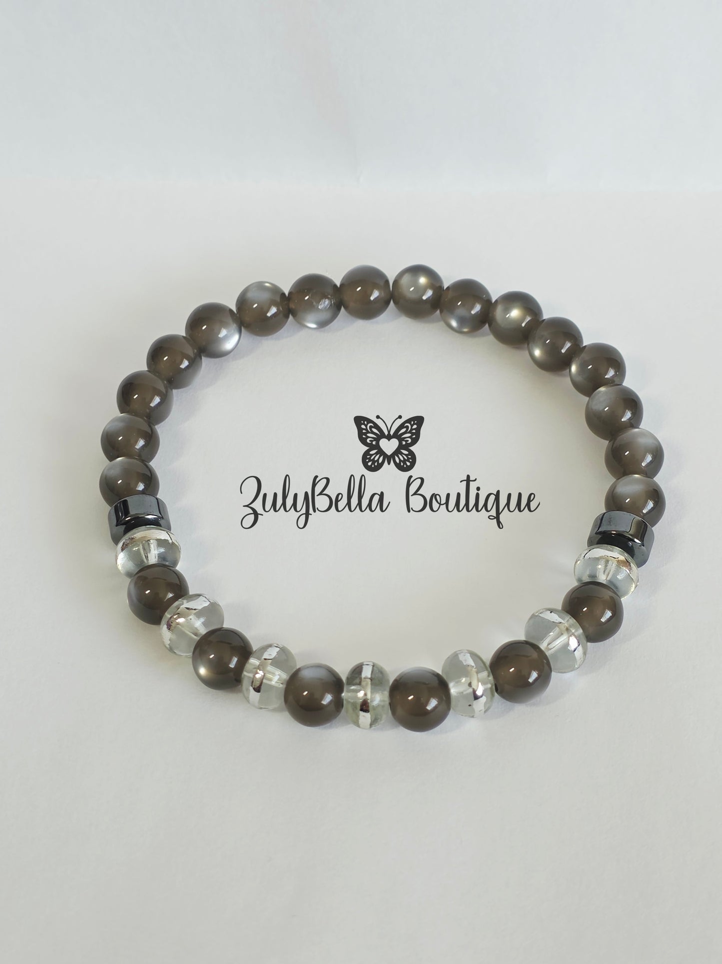 Gorgonia and Glass Beaded Stretchy Bracelet