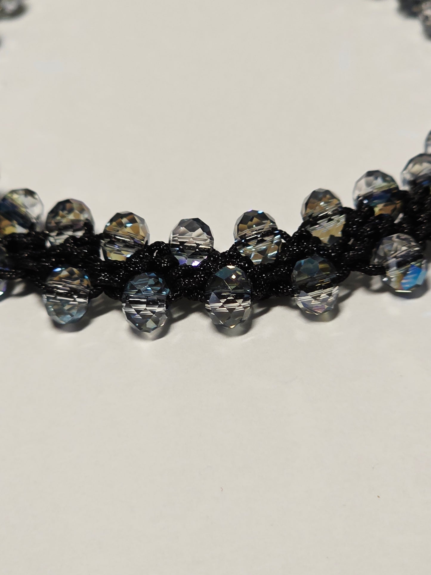 Turkish Crochet Bracelet - Black/Grey - 8.5" Plus Size