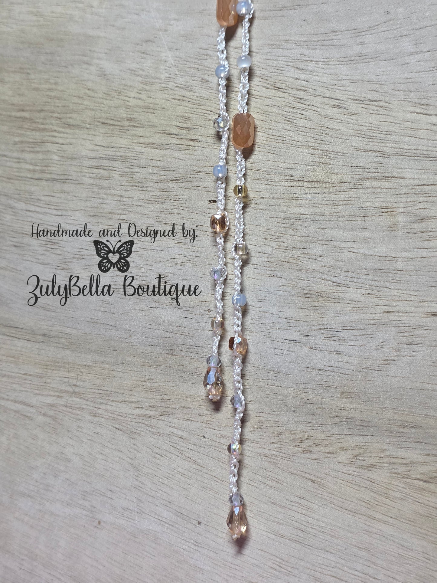 Crochet Beaded Necklace Wrap Style- 36"