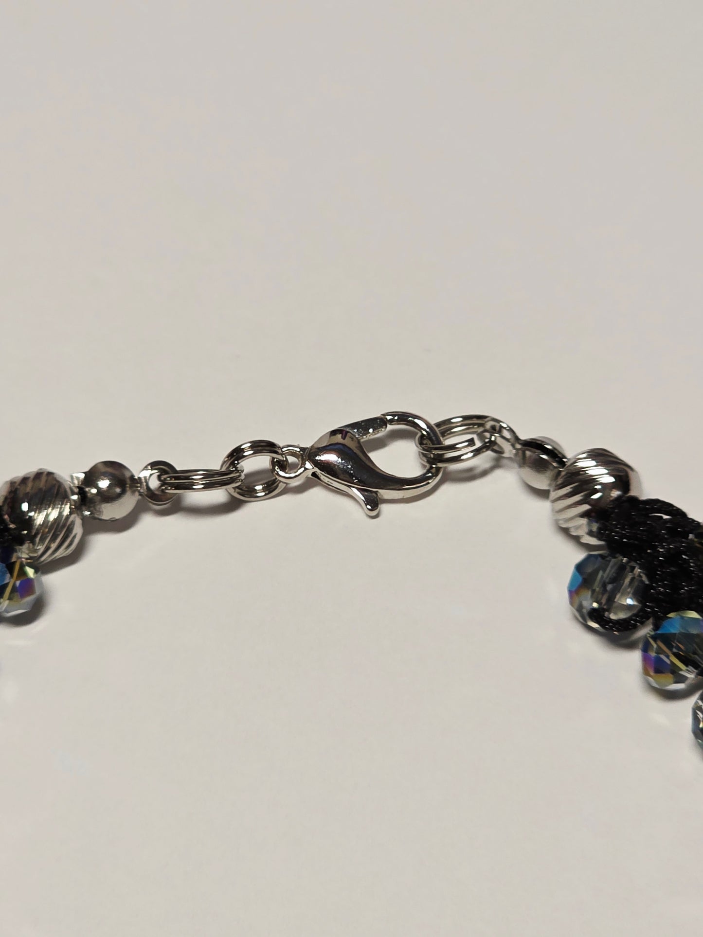 Turkish Crochet Bracelet - Black/Grey - 8.5" Plus Size