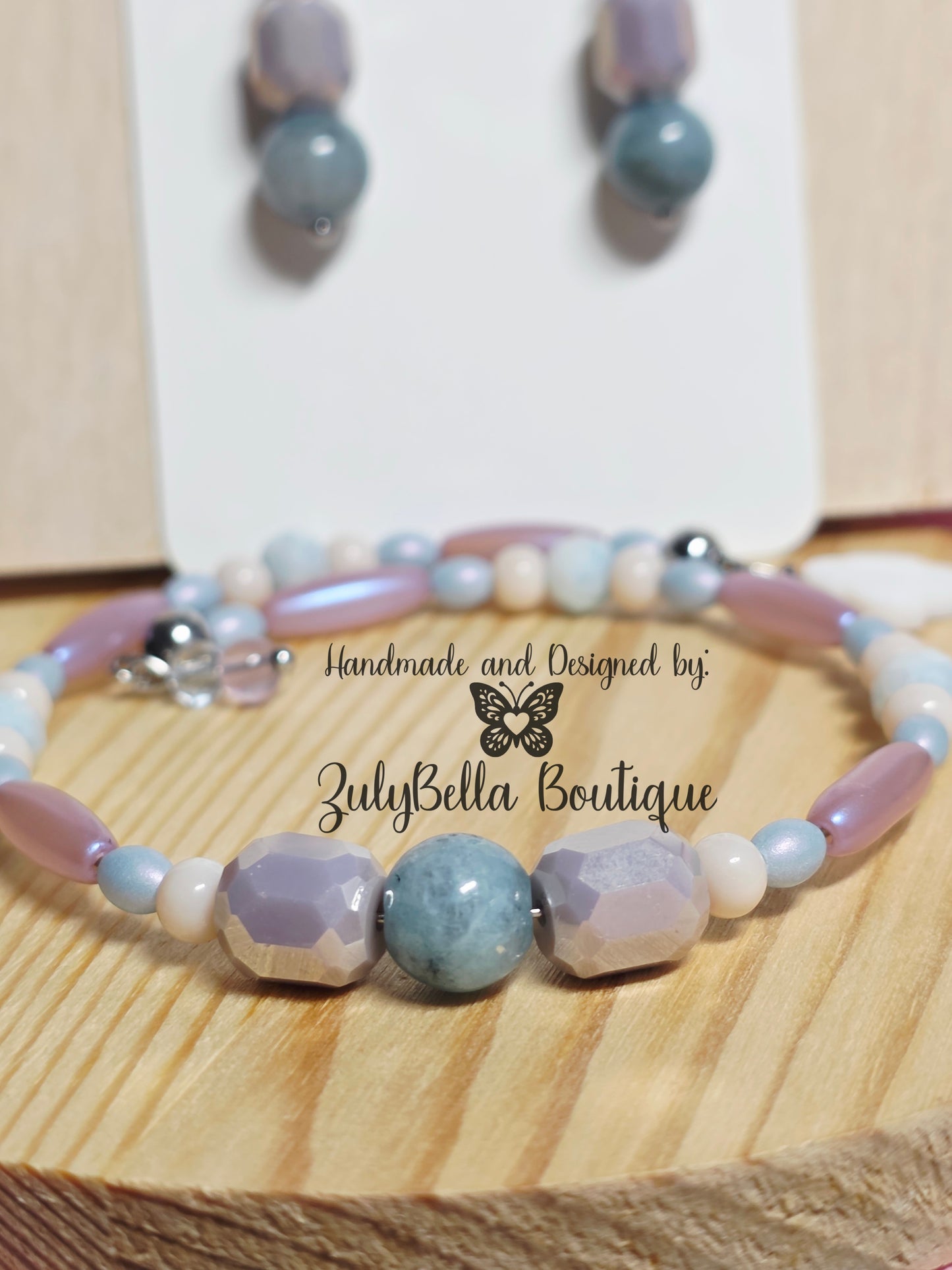 Pastel Memory Wire Bracelet and Earring Jewelry Set