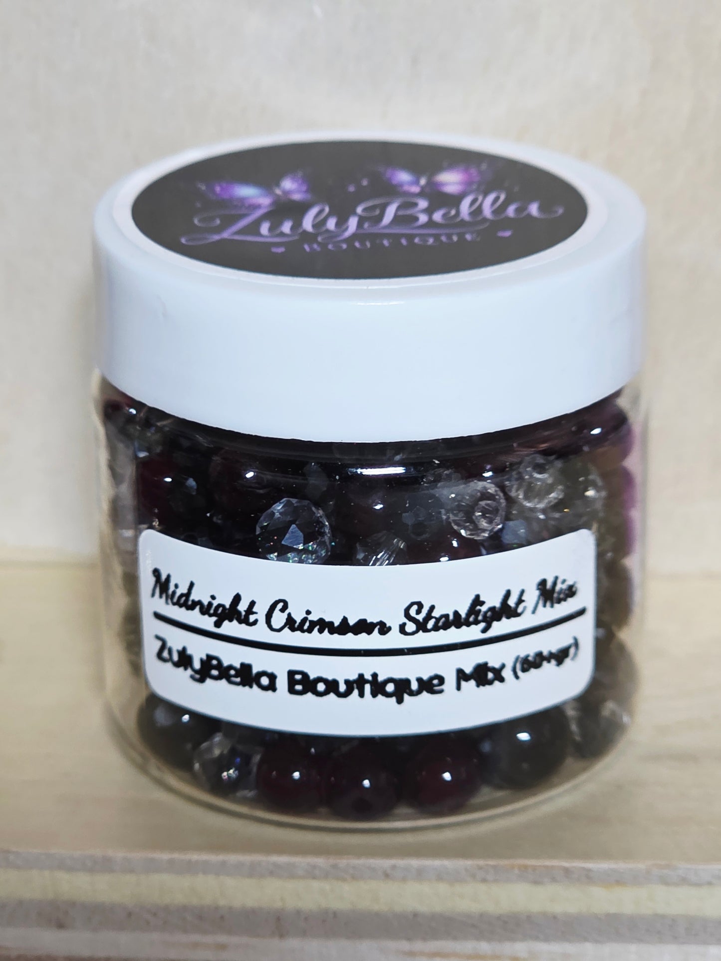 Midnight Crimson Starlight Bead Mix - #6 - 60+grams- with Container