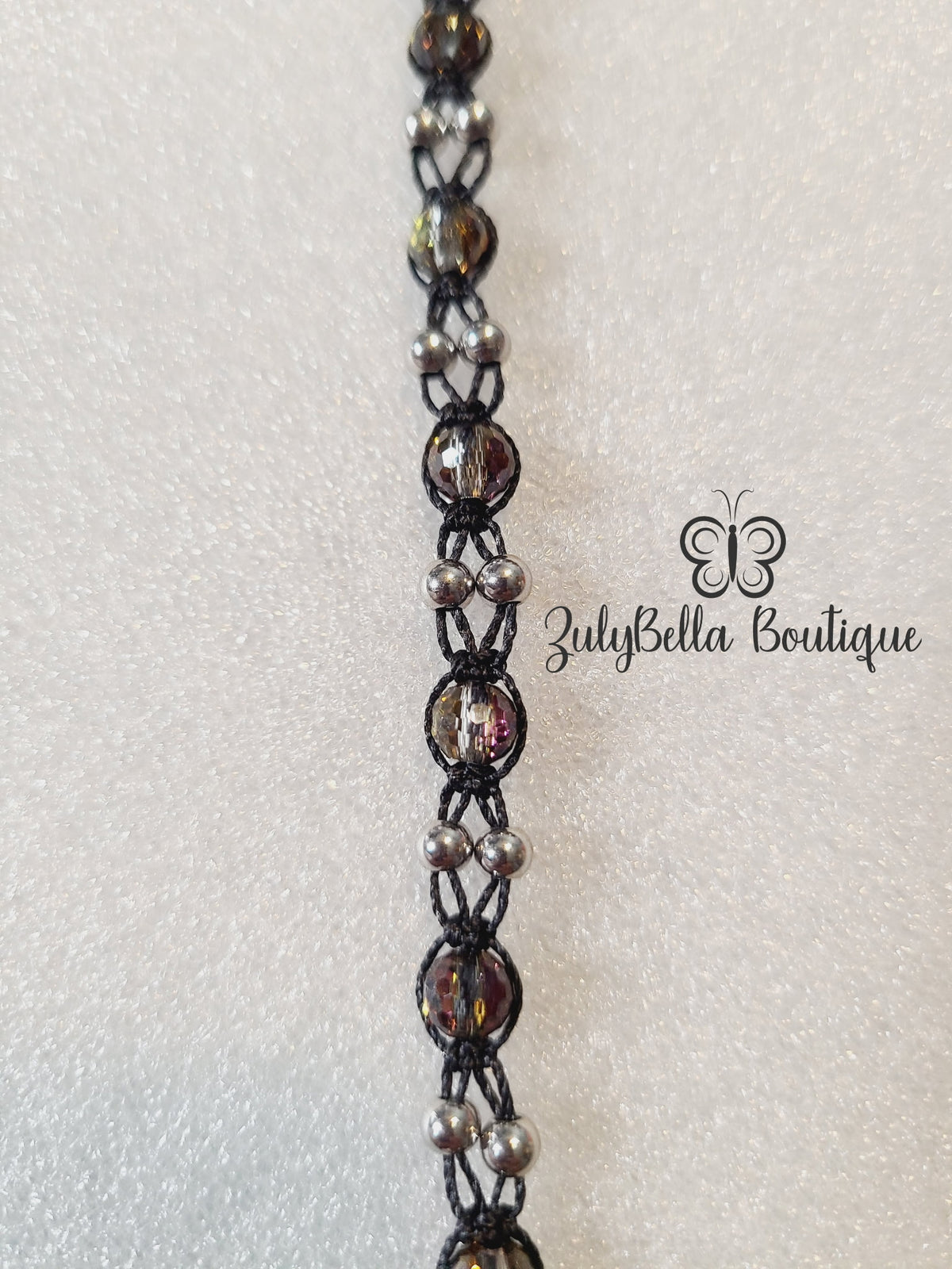 Midnight Elegance Macramé Cord Bracelet