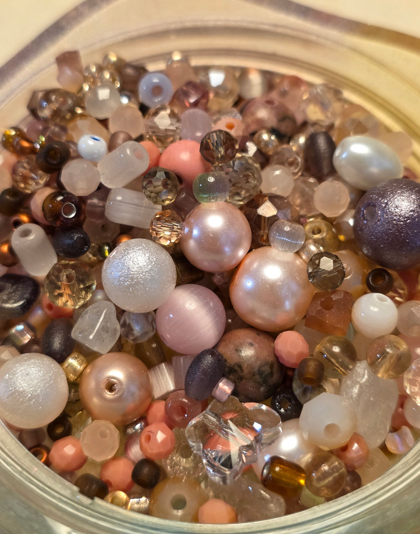 Peachy Mauve Glass Loose Bead Mx #2- 45 grms.