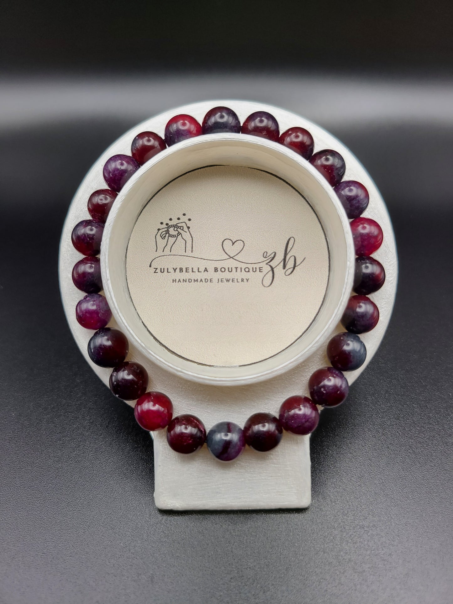 Plum Cranberry Jasper Natural Gemstone Beaded Bracelet