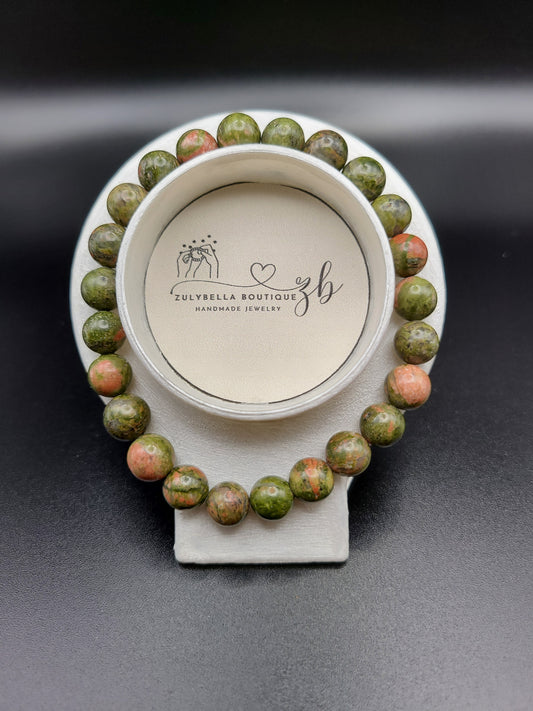 Unakite Natural Gemstone Beaded Bracelet