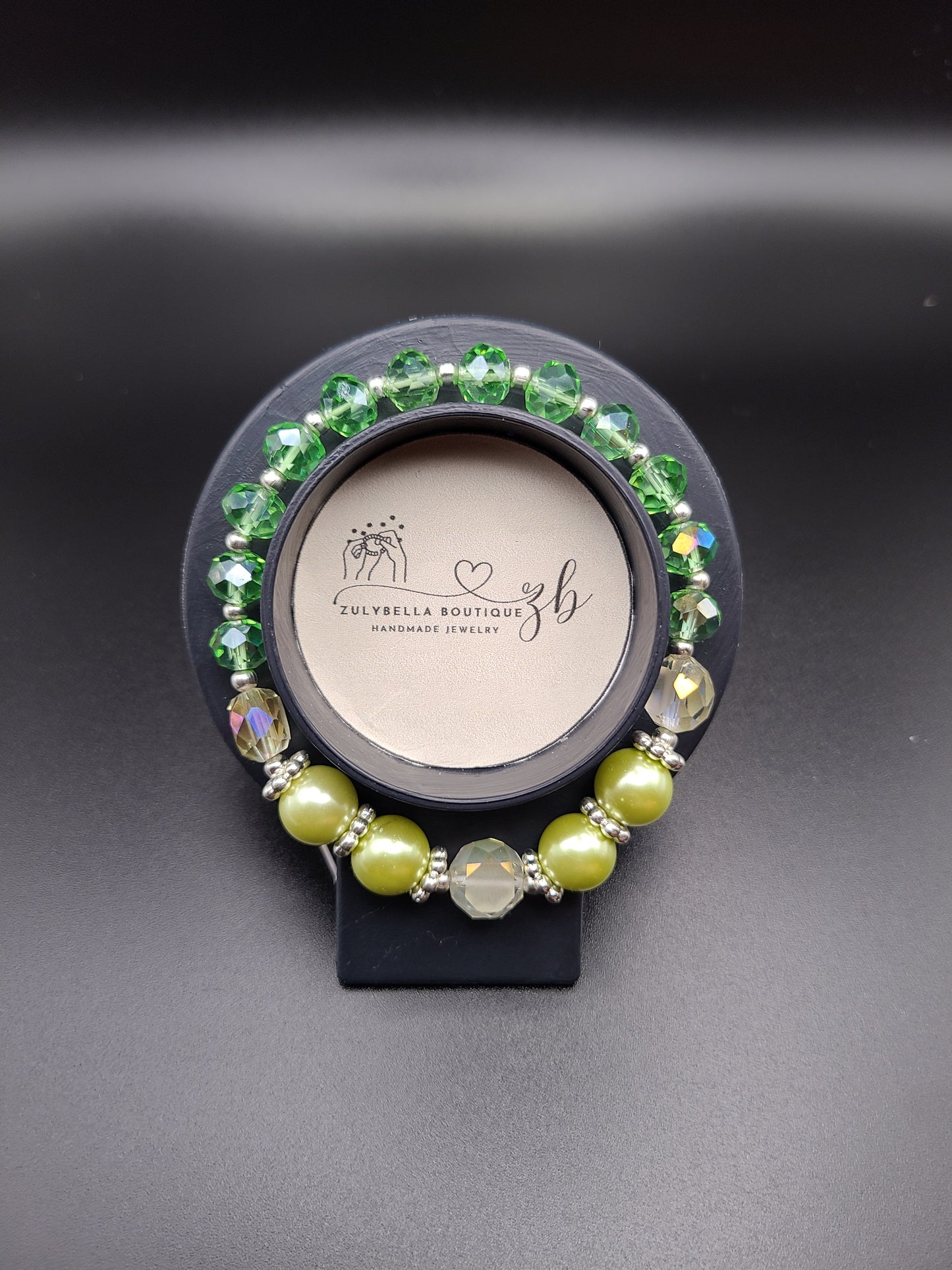 Glass Beaded Bracelet-Green Mix