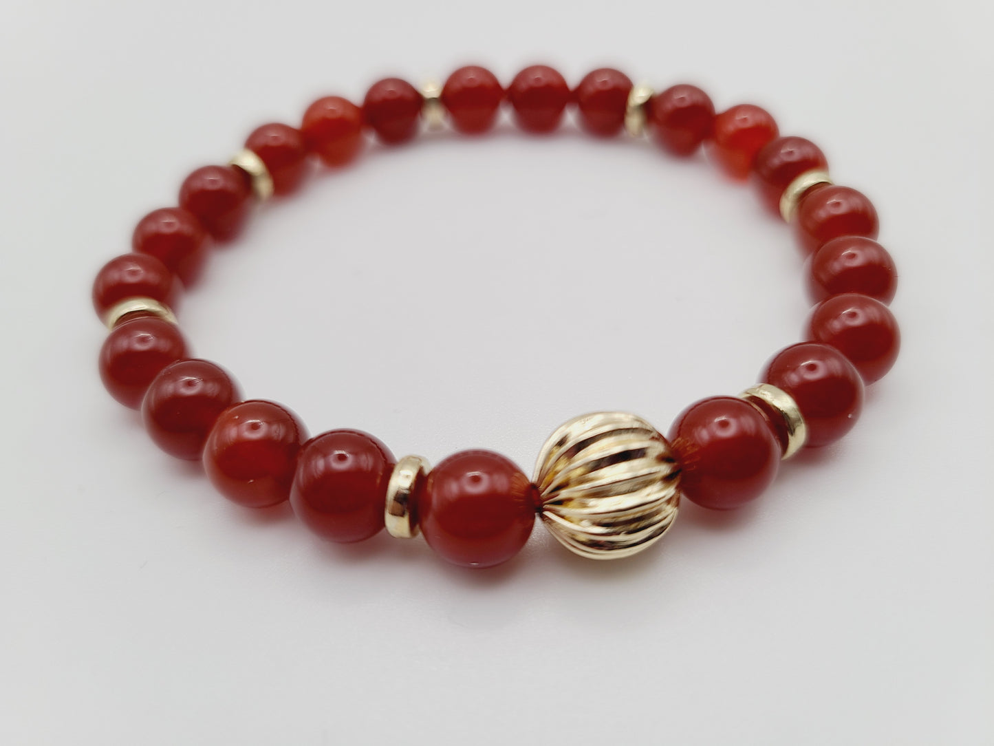 Carnelian Natural Gemstone Bracelet With Gold tone Focal Bead