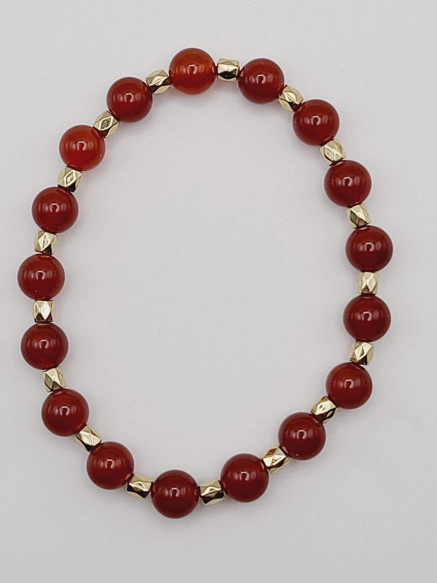 Carnelian Natural Gemstone Bracelet With Gold tone spacers