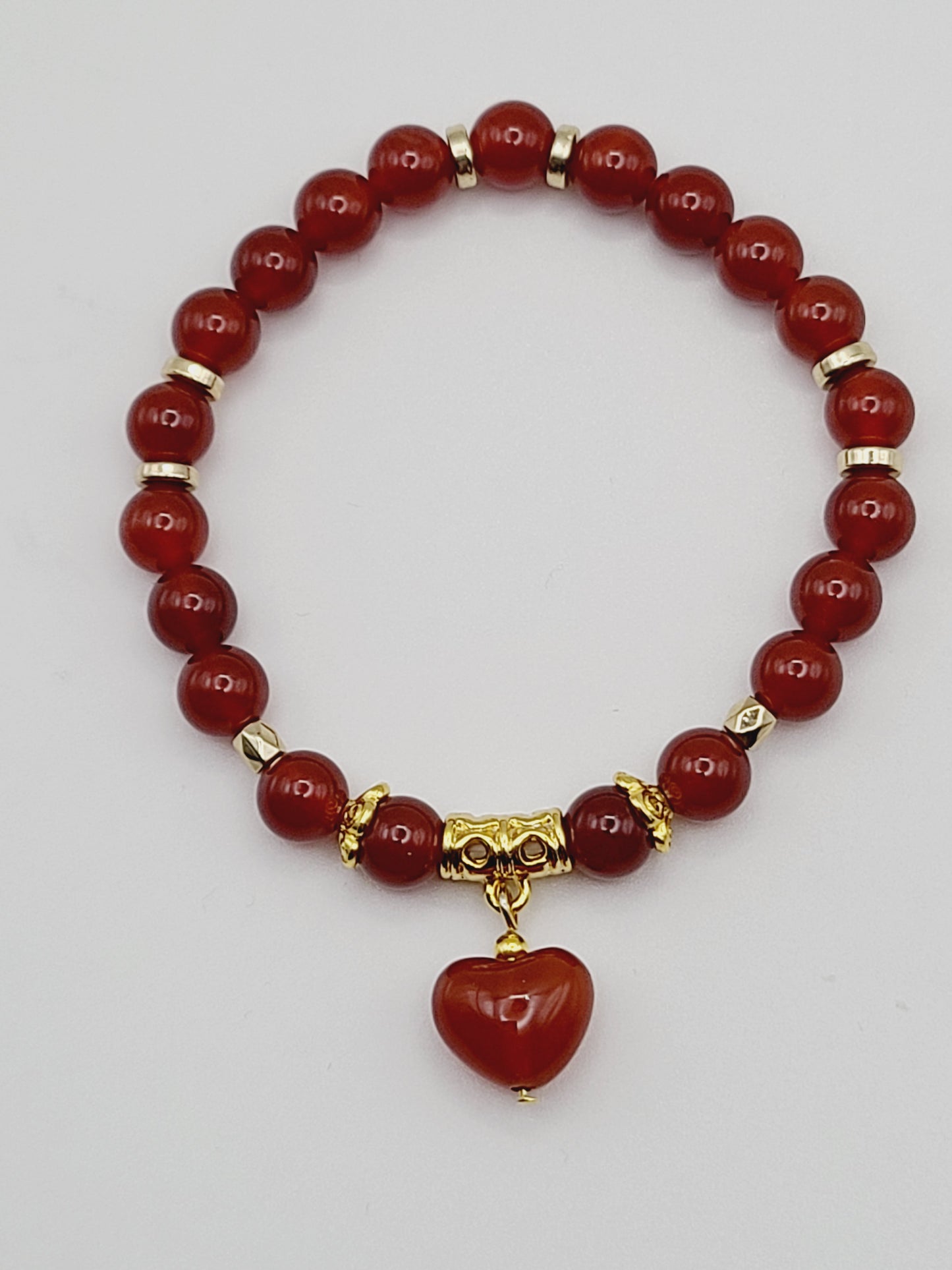 Carnelian Natural Gemstone Bracelet With Carnelian Heart Charm