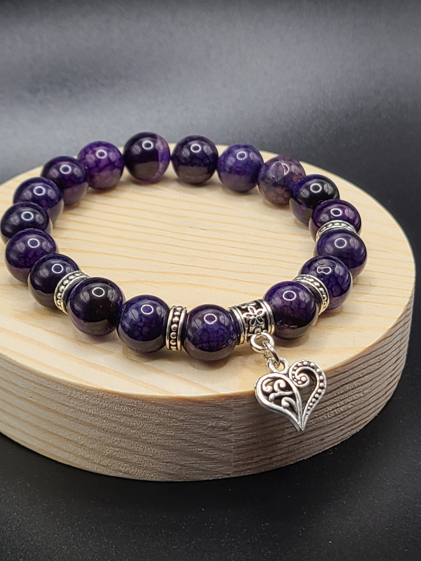 Purple Dragon Agate with Heart Pendant