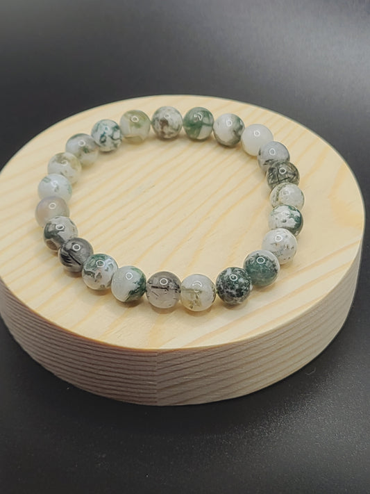 Moss Agate Natural Gemstone Beaded Bracelet