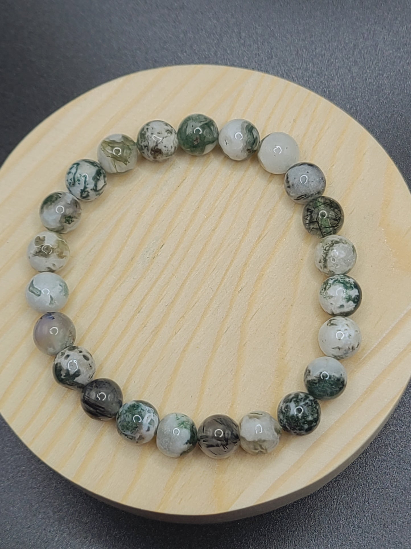 Moss Agate Natural Gemstone Beaded Bracelet