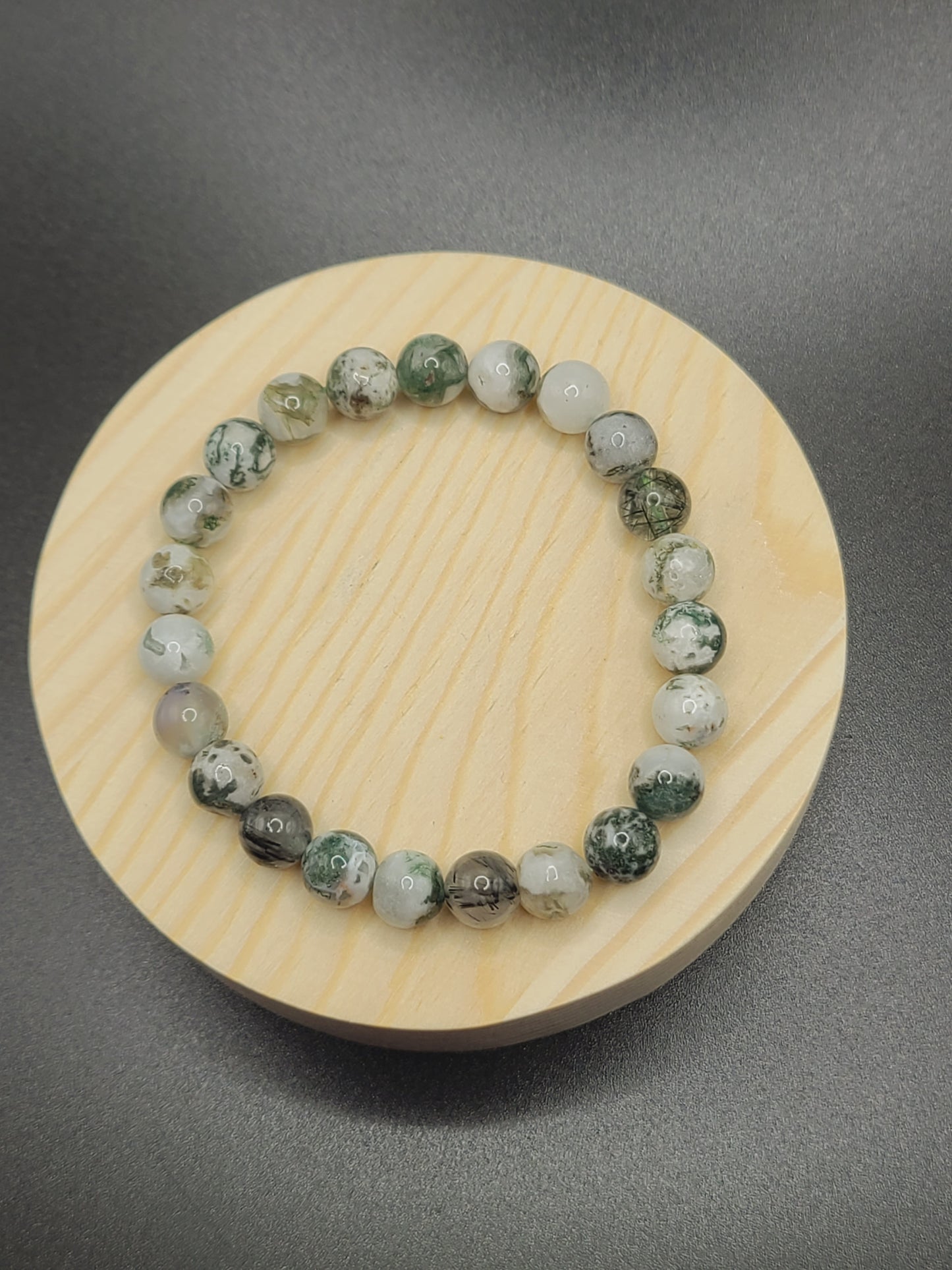 Moss Agate Natural Gemstone Beaded Bracelet