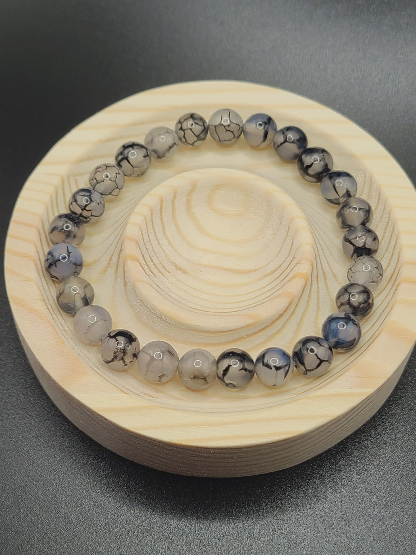 Dragon Vein Agate 8mm Natural Gemstone Beaded Bracelet