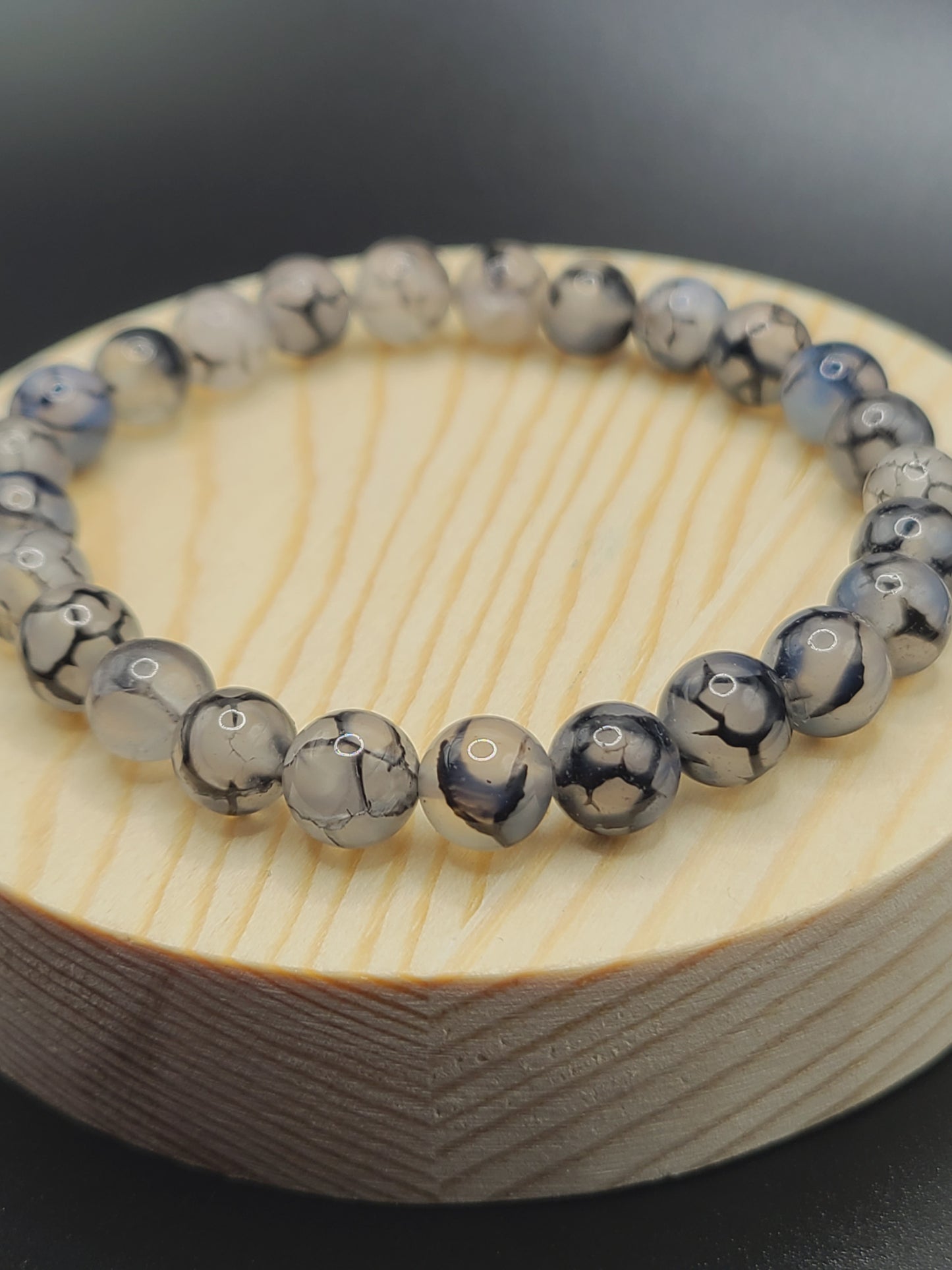 Dragon Vein Agate 8mm Natural Gemstone Beaded Bracelet