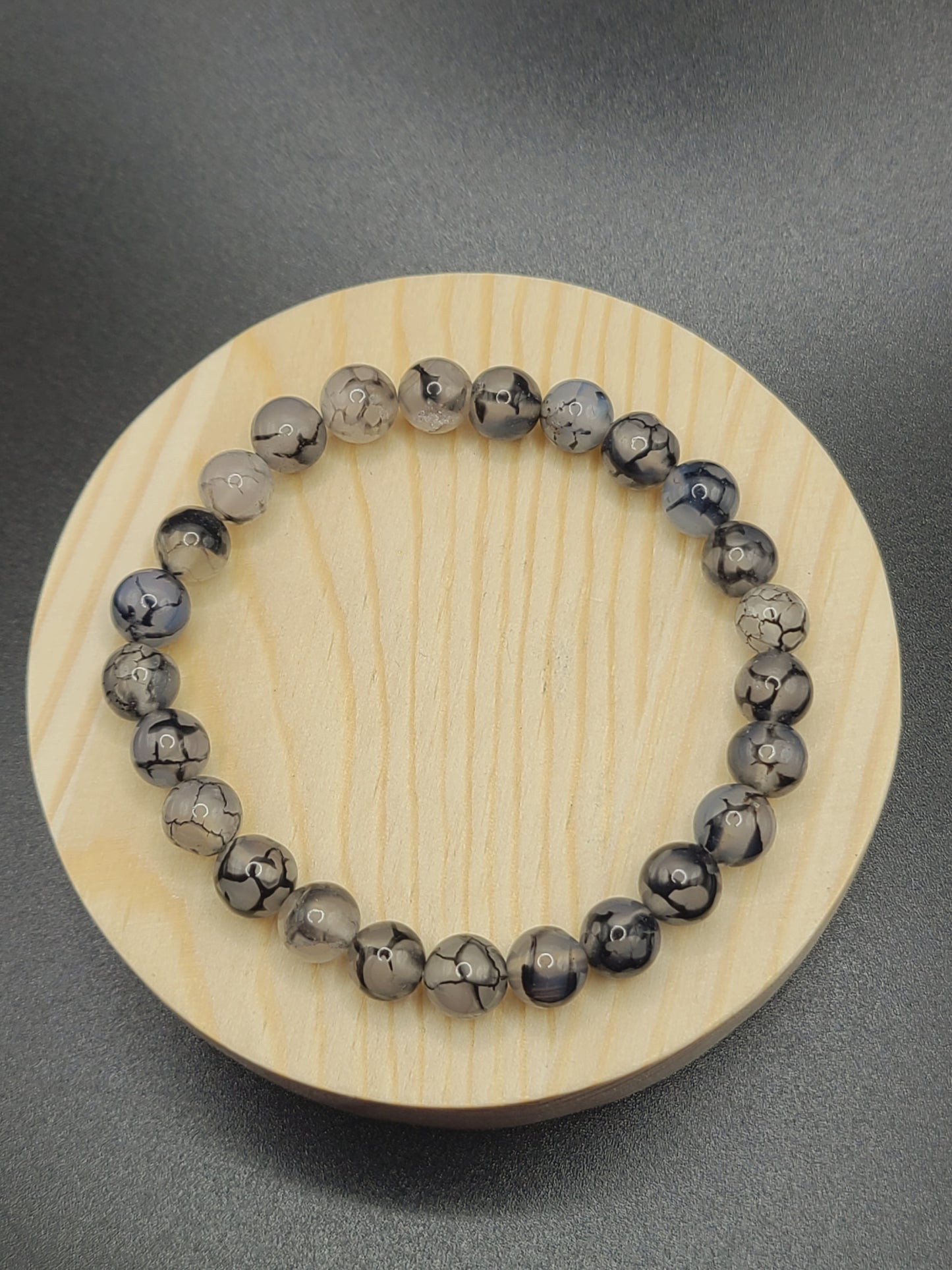 Dragon Vein Agate 8mm Natural Gemstone Beaded Bracelet