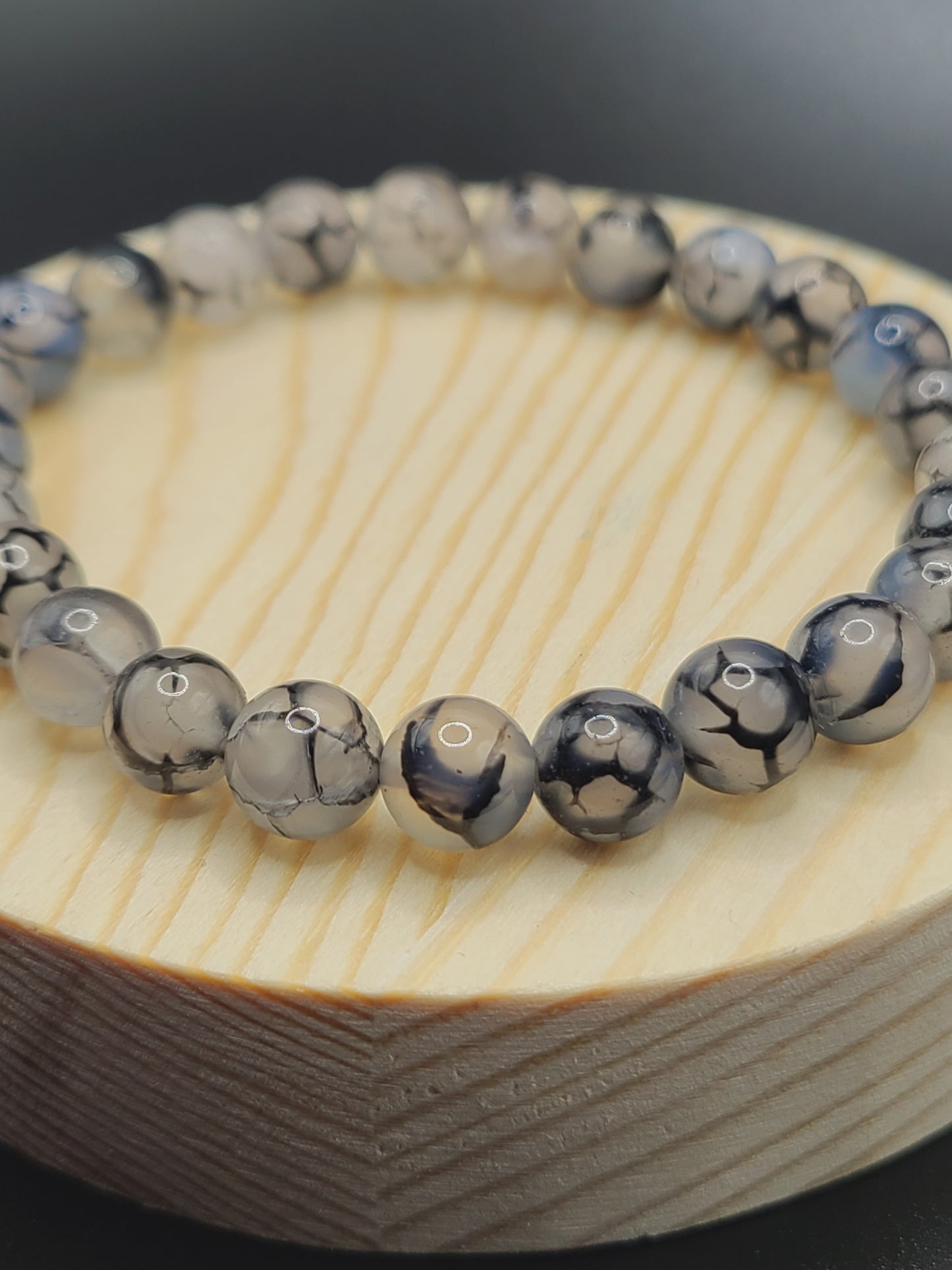 Dragon Vein Agate 8mm Natural Gemstone Beaded Bracelet