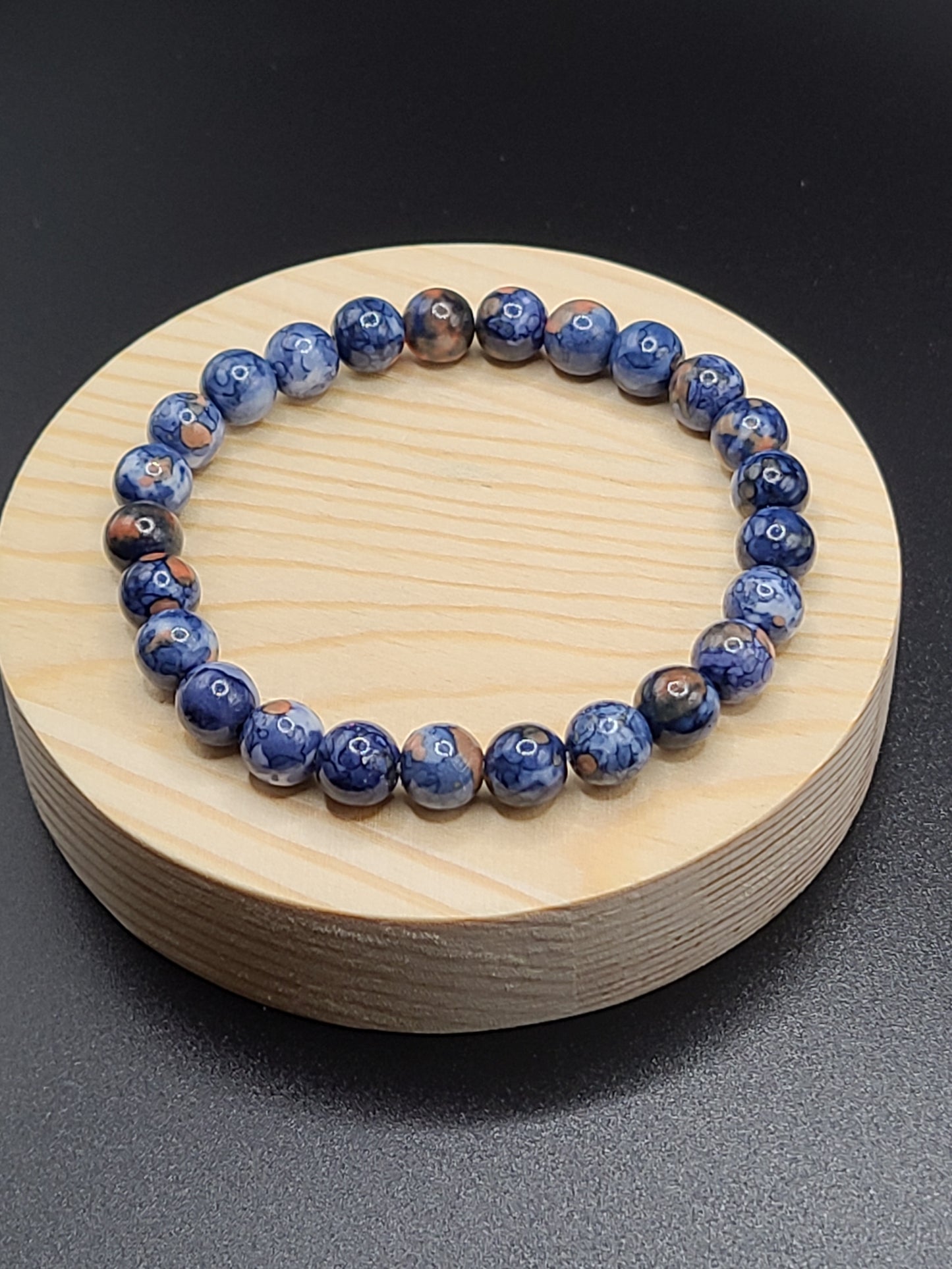 Blue Cherry Blossom Jade Natural Gemstone Bracelet